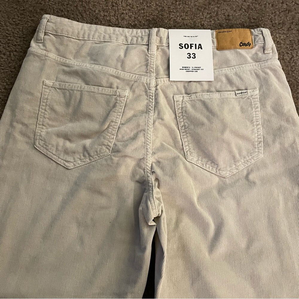 Anthropologie Corduroy Pants High Waist Cropped Straight Leg Size 33 Khaki NWT - Picture 5 of 10